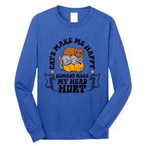 Cats Make Me Happy Hu Make My Head Hurt Cats Lover Great Gift Long Sleeve Shirt