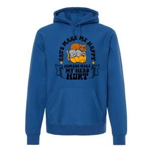 Cats Make Me Happy Hu Make My Head Hurt Cats Lover Great Gift Premium Hoodie