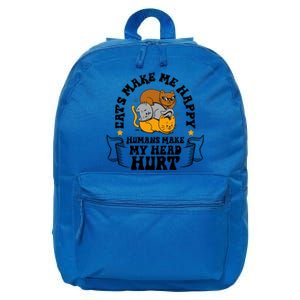 Cats Make Me Happy Hu Make My Head Hurt Cats Lover Great Gift 16 in Basic Backpack