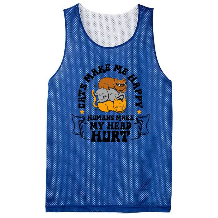 Cats Make Me Happy Hu Make My Head Hurt Cats Lover Great Gift Mesh Reversible Basketball Jersey Tank