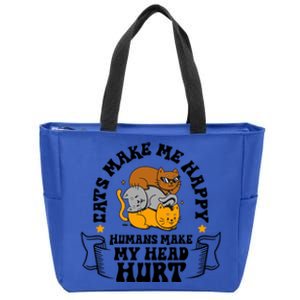 Cats Make Me Happy Hu Make My Head Hurt Cats Lover Great Gift Zip Tote Bag