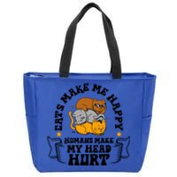 Cats Make Me Happy Hu Make My Head Hurt Cats Lover Great Gift Zip Tote Bag