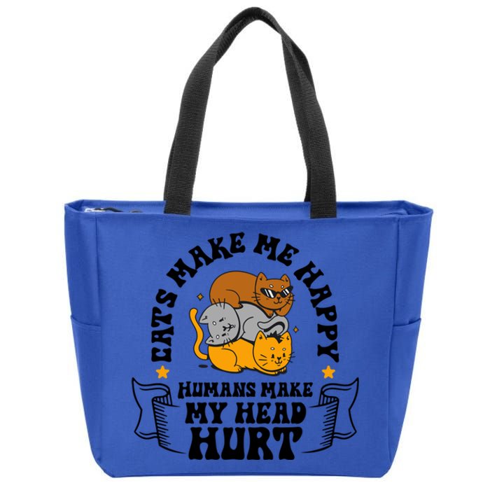 Cats Make Me Happy Hu Make My Head Hurt Cats Lover Great Gift Zip Tote Bag