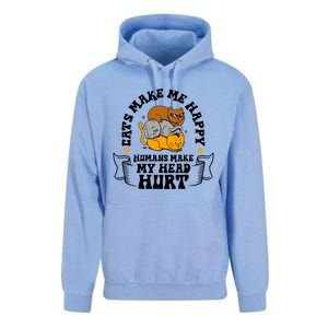 Cats Make Me Happy Hu Make My Head Hurt Cats Lover Great Gift Unisex Surf Hoodie