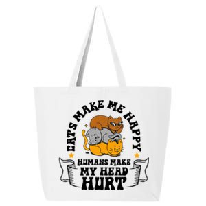 Cats Make Me Happy Hu Make My Head Hurt Cats Lover Great Gift 25L Jumbo Tote