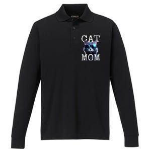 Cat Mom Mother House Cats Mommy Mum Mothers Day Cat Performance Long Sleeve Polo