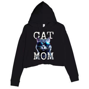 Cat Mom Mother House Cats Mommy Mum Mothers Day Cat Crop Fleece Hoodie