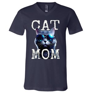 Cat Mom Mother House Cats Mommy Mum Mothers Day Cat V-Neck T-Shirt