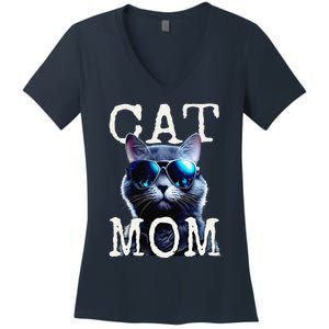 Cat Mom Mother House Cats Mommy Mum Mothers Day Cat Women's V-Neck T-Shirt