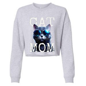 Cat Mom Mother House Cats Mommy Mum Mothers Day Cat Cropped Pullover Crew