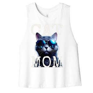 Cat Mom Mother House Cats Mommy Mum Mothers Day Cat Women's Racerback Cropped Tank