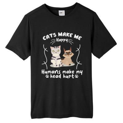 Cats Make Me Happy Hu Make My Head Hurt Classic Gift Tall Fusion ChromaSoft Performance T-Shirt