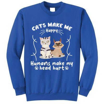 Cats Make Me Happy Hu Make My Head Hurt Classic Gift Sweatshirt