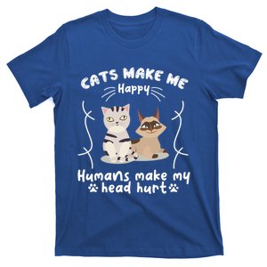 Cats Make Me Happy Hu Make My Head Hurt Classic Gift T-Shirt