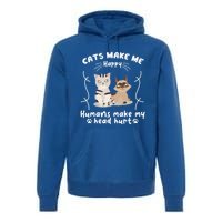 Cats Make Me Happy Hu Make My Head Hurt Classic Gift Premium Hoodie