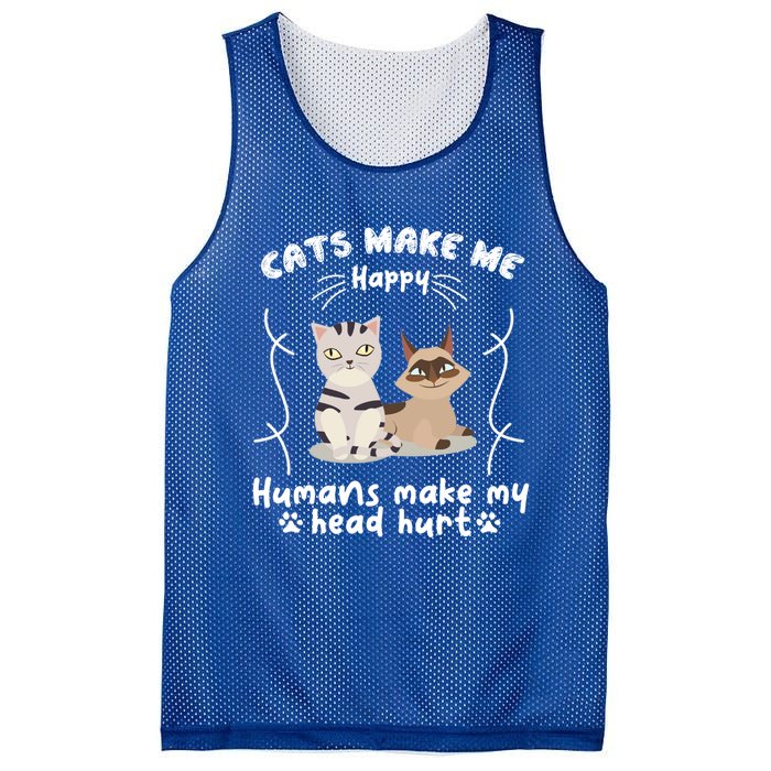 Cats Make Me Happy Hu Make My Head Hurt Classic Gift Mesh Reversible Basketball Jersey Tank