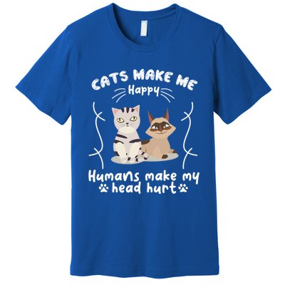 Cats Make Me Happy Hu Make My Head Hurt Classic Gift Premium T-Shirt