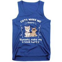 Cats Make Me Happy Hu Make My Head Hurt Classic Gift Tank Top