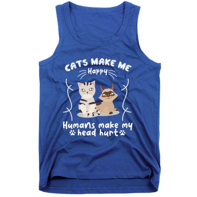 Cats Make Me Happy Hu Make My Head Hurt Classic Gift Tank Top