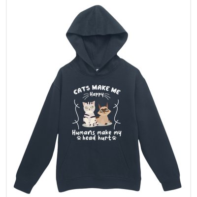 Cats Make Me Happy Hu Make My Head Hurt Classic Gift Urban Pullover Hoodie