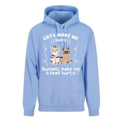 Cats Make Me Happy Hu Make My Head Hurt Classic Gift Unisex Surf Hoodie