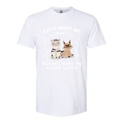 Cats Make Me Happy Hu Make My Head Hurt Classic Gift Softstyle CVC T-Shirt