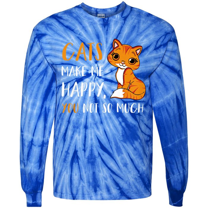 Cats Make Me Happy You Not So Much Tie-Dye Long Sleeve Shirt