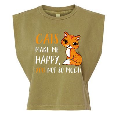 Cats Make Me Happy You Not So Much Garment-Dyed Women's Muscle Tee