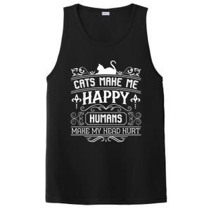 Cats Make Me Happy Hu Make My Head Hurt Festival Cat Mom Cute Gift PosiCharge Competitor Tank