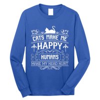 Cats Make Me Happy Hu Make My Head Hurt Festival Cat Mom Cute Gift Long Sleeve Shirt