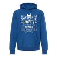 Cats Make Me Happy Hu Make My Head Hurt Festival Cat Mom Cute Gift Premium Hoodie