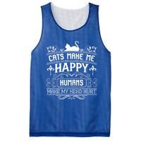 Cats Make Me Happy Hu Make My Head Hurt Festival Cat Mom Cute Gift Mesh Reversible Basketball Jersey Tank