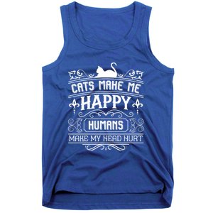 Cats Make Me Happy Hu Make My Head Hurt Festival Cat Mom Cute Gift Tank Top