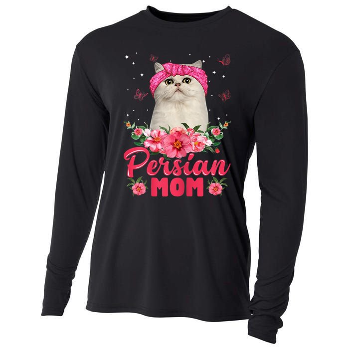 Cat Mom MotherS Day Gifts Flowers Persian Mom Cooling Performance Long Sleeve Crew