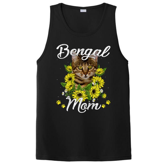 Cat Mom MotherS Day Gifts Sunflower Bengal Mom PosiCharge Competitor Tank