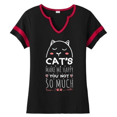 Cats Make Me Happy You Not So Much Ladies Halftime Notch Neck Tee