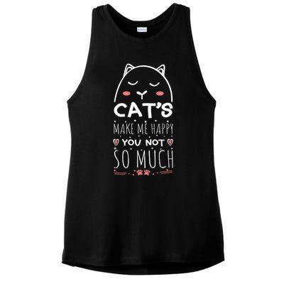 Cats Make Me Happy You Not So Much Ladies PosiCharge Tri-Blend Wicking Tank