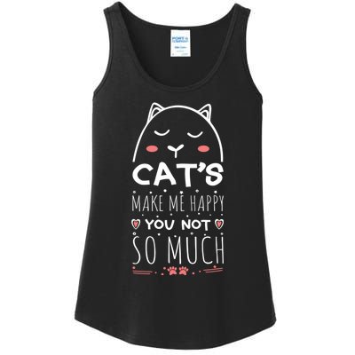 Cats Make Me Happy You Not So Much Ladies Essential Tank