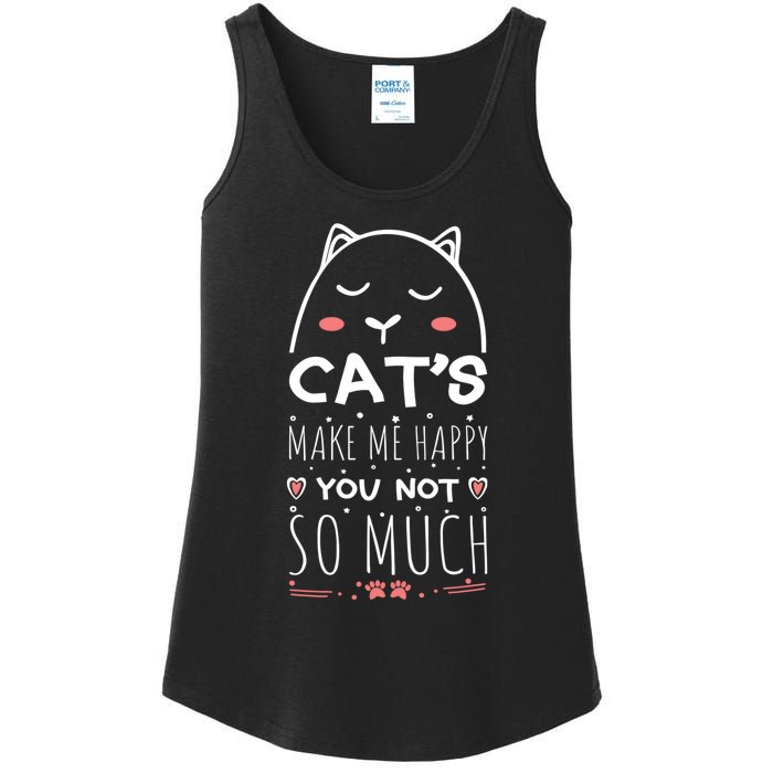 Cats Make Me Happy You Not So Much Ladies Essential Tank