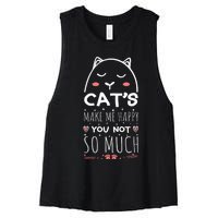 Cats Make Me Happy You Not So Much Women's Racerback Cropped Tank