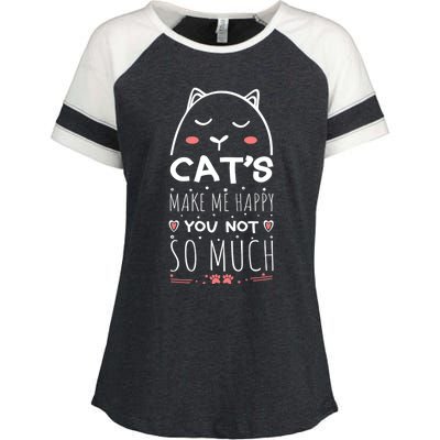 Cats Make Me Happy You Not So Much Enza Ladies Jersey Colorblock Tee