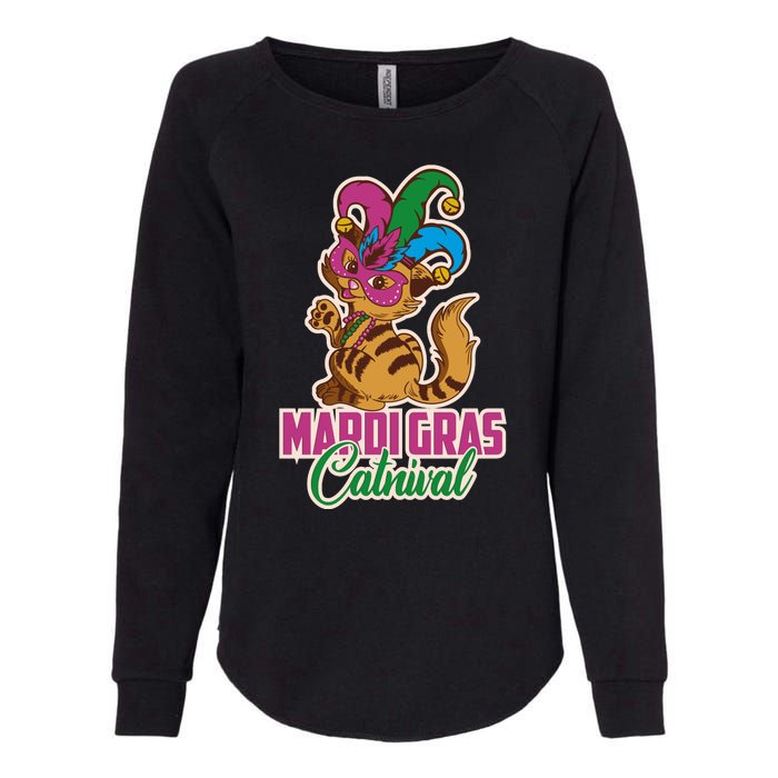 Cat Meow Mardi Gras Catnival Funny Mardi Gras Womens California Wash Sweatshirt