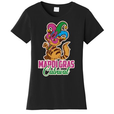 Cat Meow Mardi Gras Catnival Funny Mardi Gras Women's T-Shirt