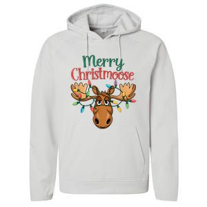 Christmas Moose Merry Christmoose Performance Fleece Hoodie