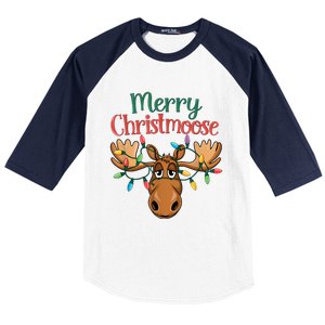 Christmas Moose Merry Christmoose Baseball Sleeve Shirt