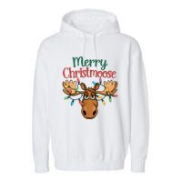 Christmas Moose Merry Christmoose Garment-Dyed Fleece Hoodie