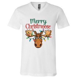 Christmas Moose Merry Christmoose V-Neck T-Shirt