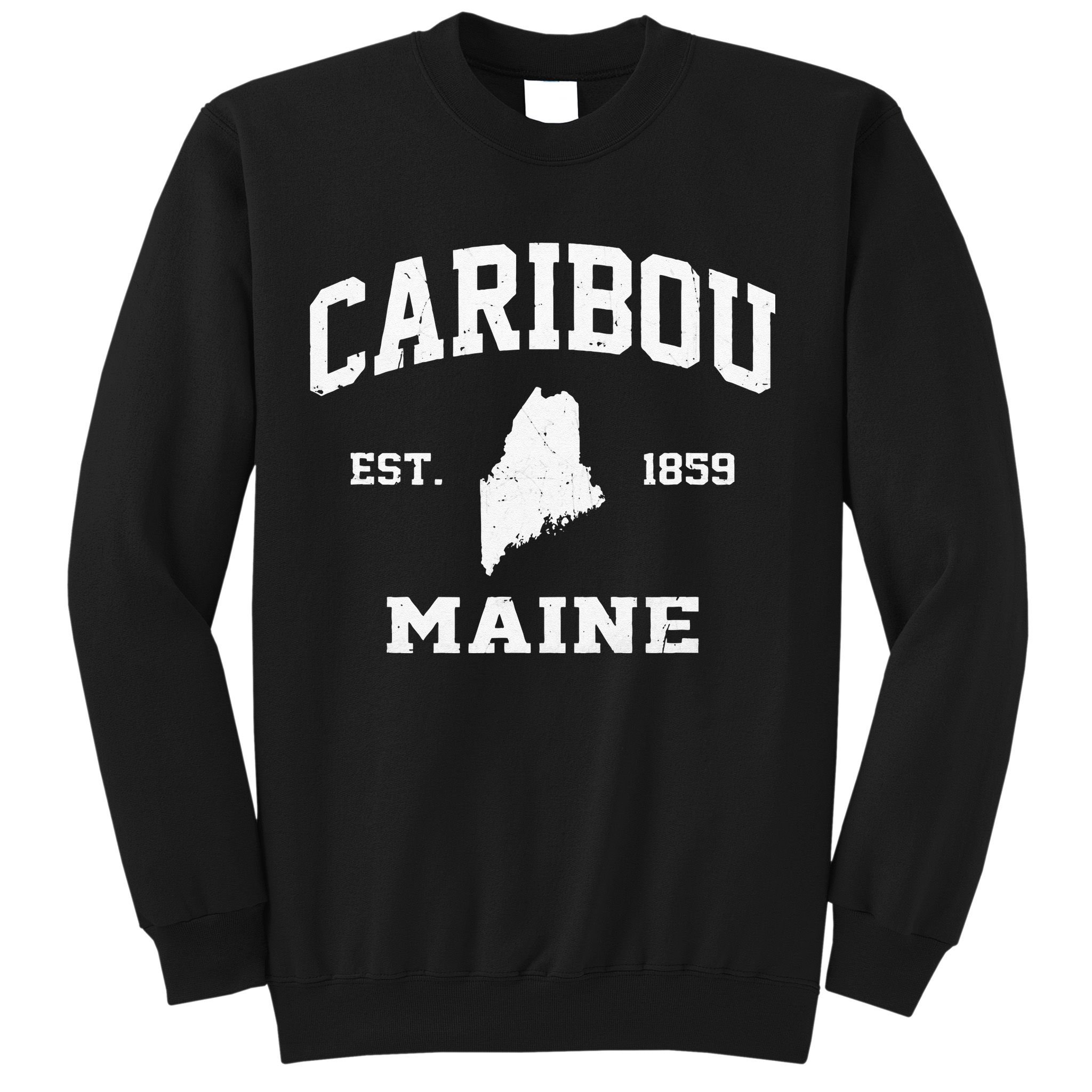 Caribou Maine ME Vintage State Athletic Style Sweatshirt
