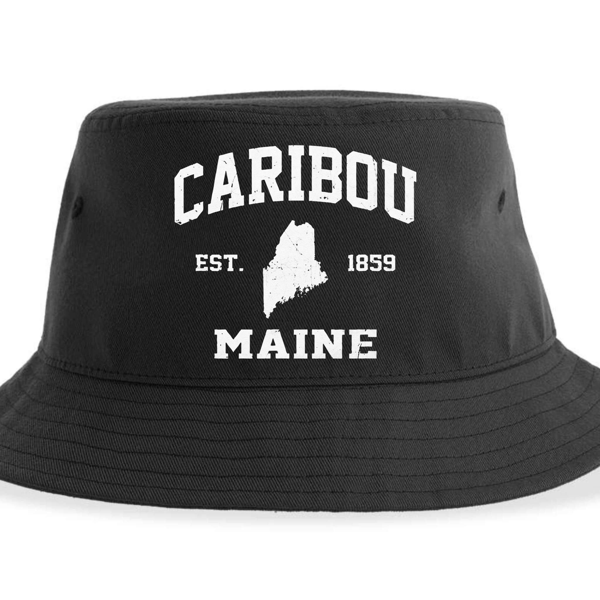 Caribou Maine ME Vintage State Athletic Style Sustainable Bucket Hat