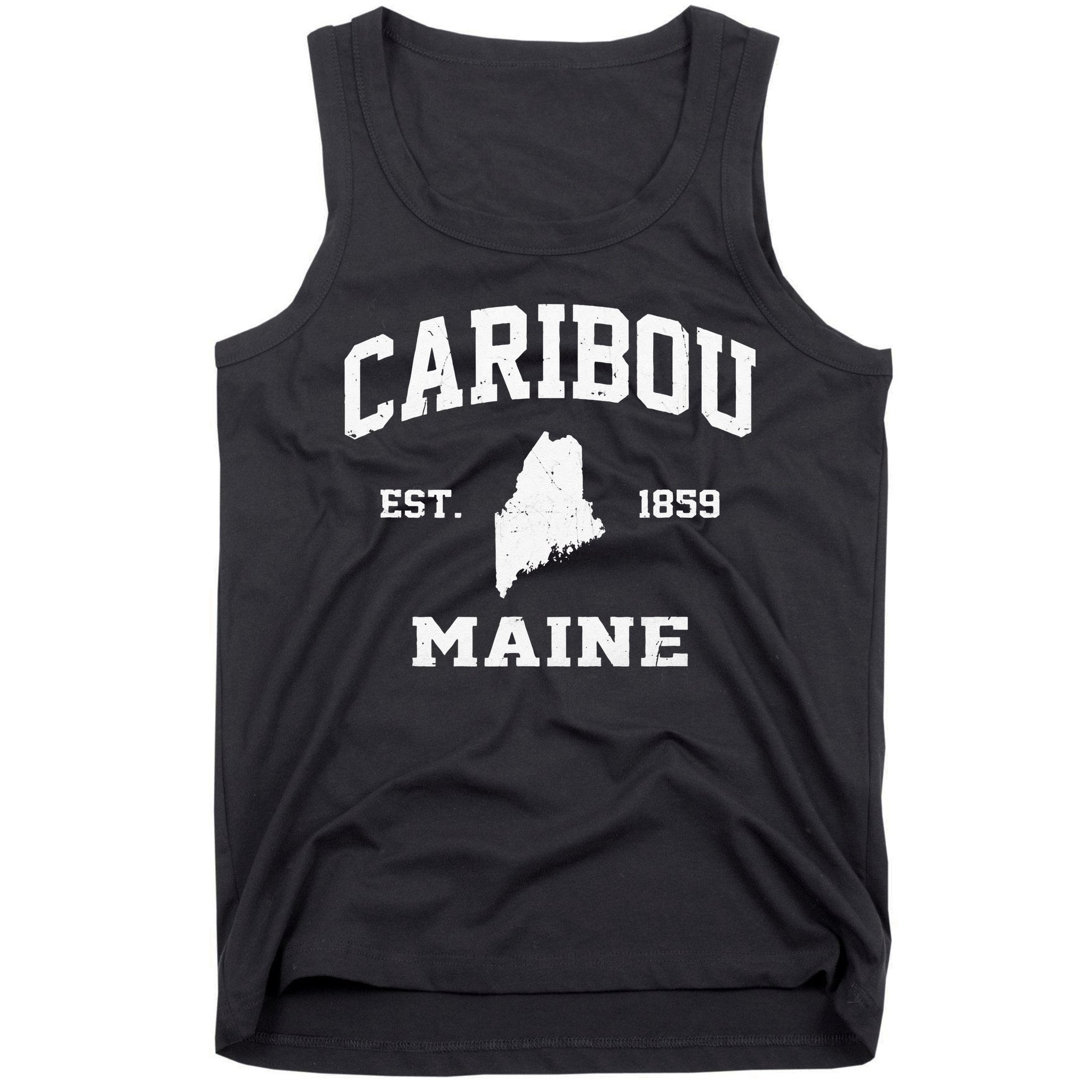 Caribou Maine ME Vintage State Athletic Style Tank Top